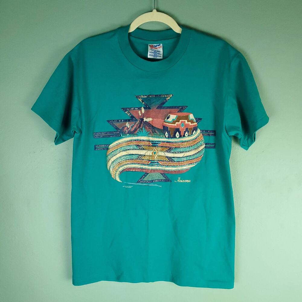 Vintage Hanes Heavyweight 50/50 Arizona Aztec Short Sleeve Crew Tee Size Medium